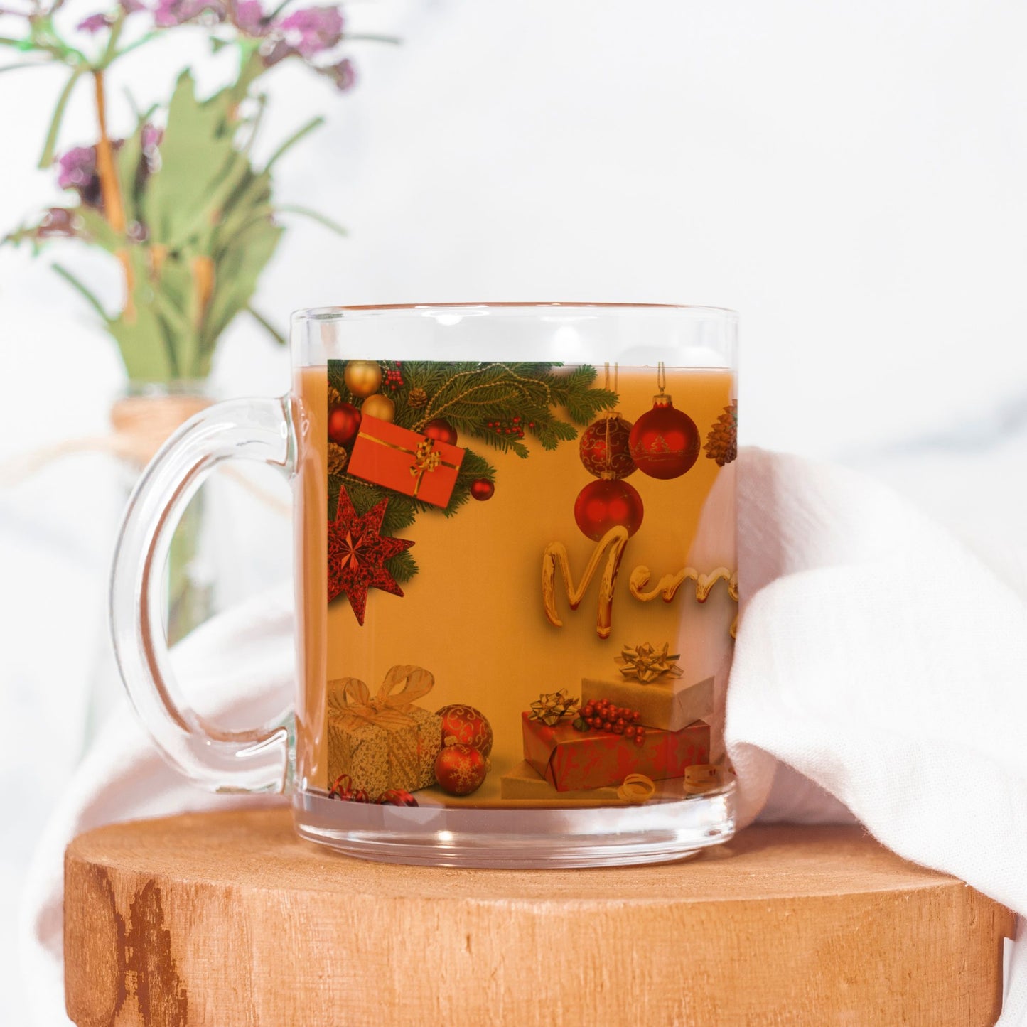 Clear Glass Christmas Mug 10oz.