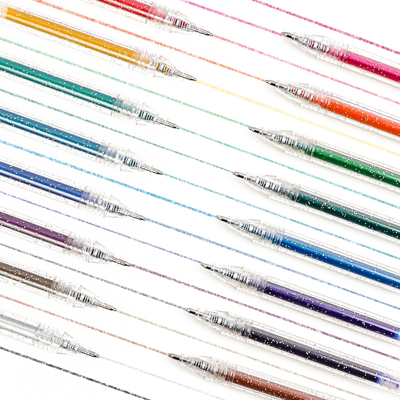 Grabie Glitter Gel Ink Pens, Vibrant Glitter Gel Pens Set, Spark Your Creativity with Every Color of the Rainbow (18 Colors Capped Glitter Gel Pens)