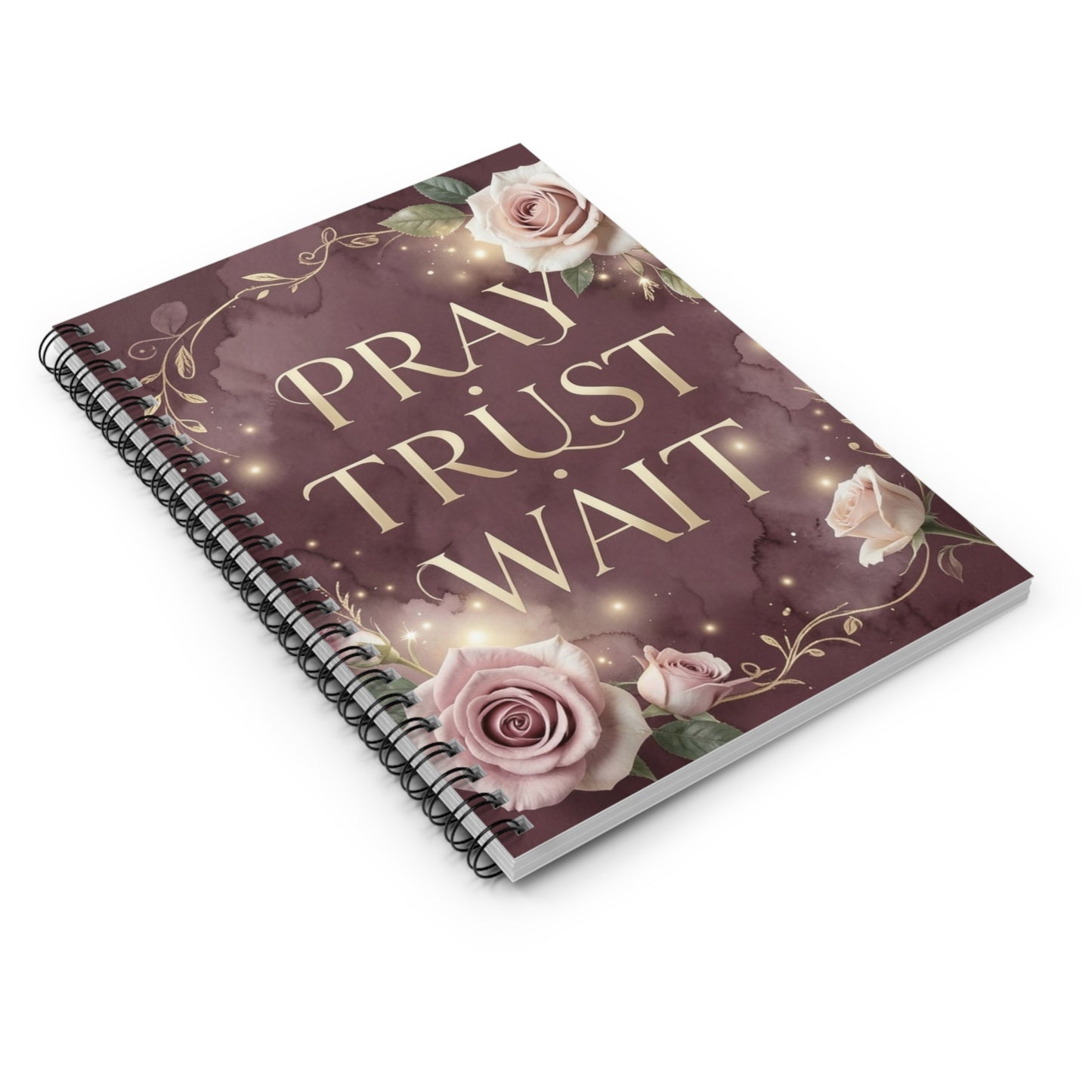 Pray Trust Wait Spiral Notebook – Floral Christian Journal