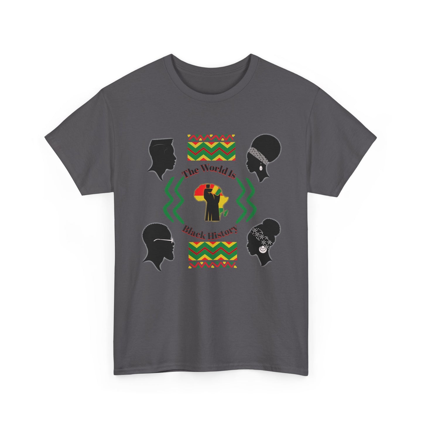 Unisex Heavy Cotton Tee - 'The World Is Black History' - Celebrate Culture & Heritage
