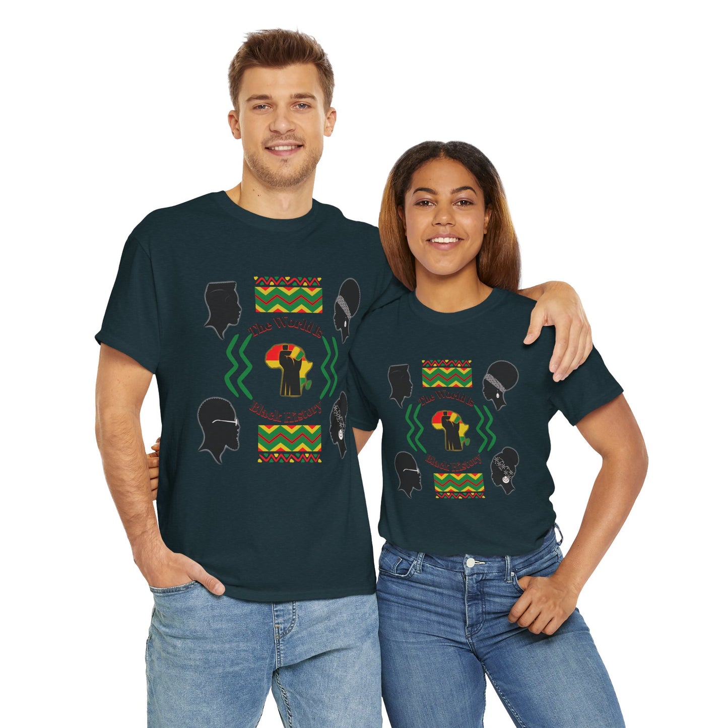 Unisex Heavy Cotton Tee - 'The World Is Black History' - Celebrate Culture & Heritage