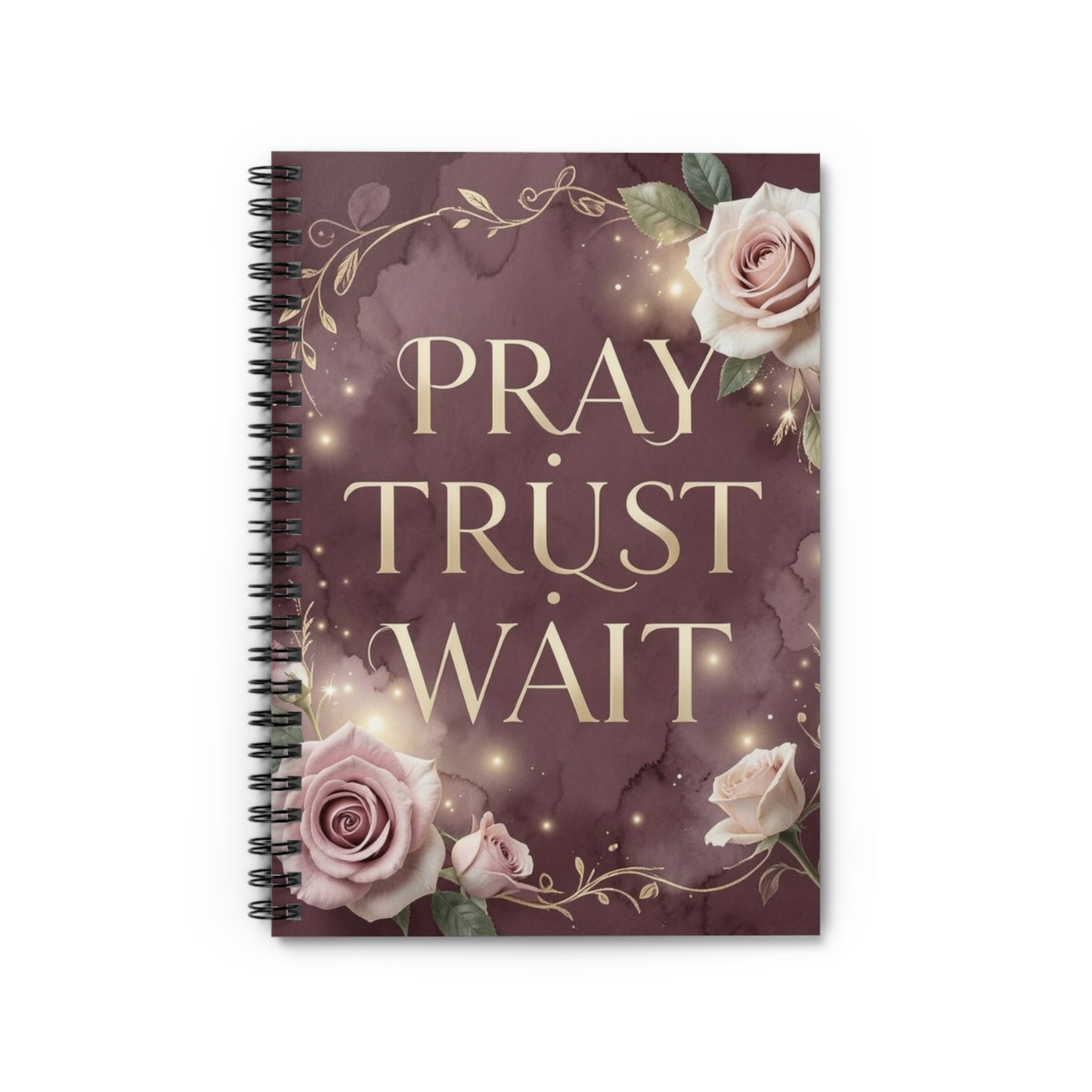 Pray Trust Wait Spiral Notebook – Floral Christian Journal
