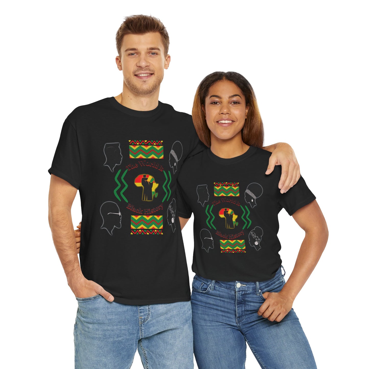 Unisex Heavy Cotton Tee - 'The World Is Black History' - Celebrate Culture & Heritage