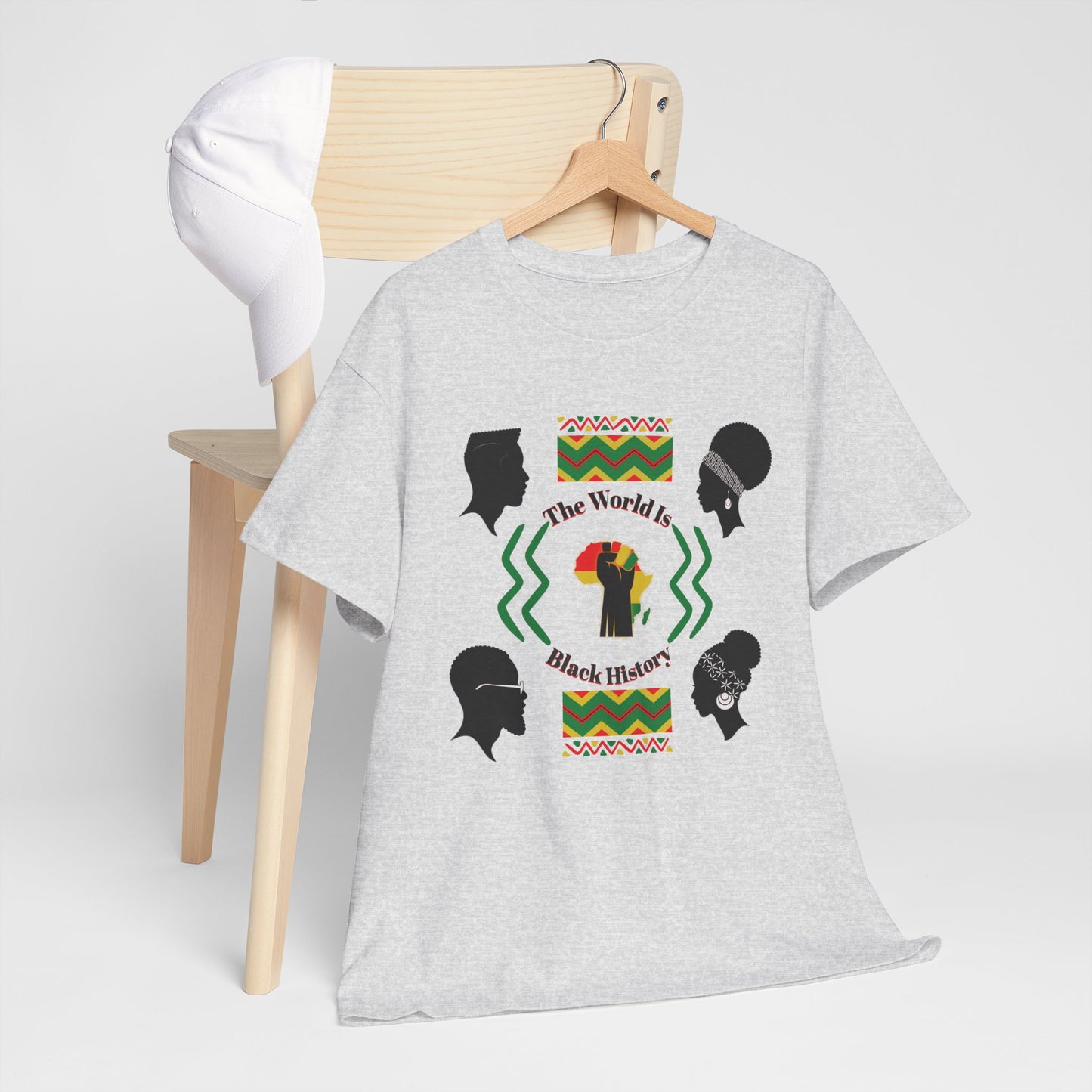 Unisex Heavy Cotton Tee - 'The World Is Black History' - Celebrate Culture & Heritage