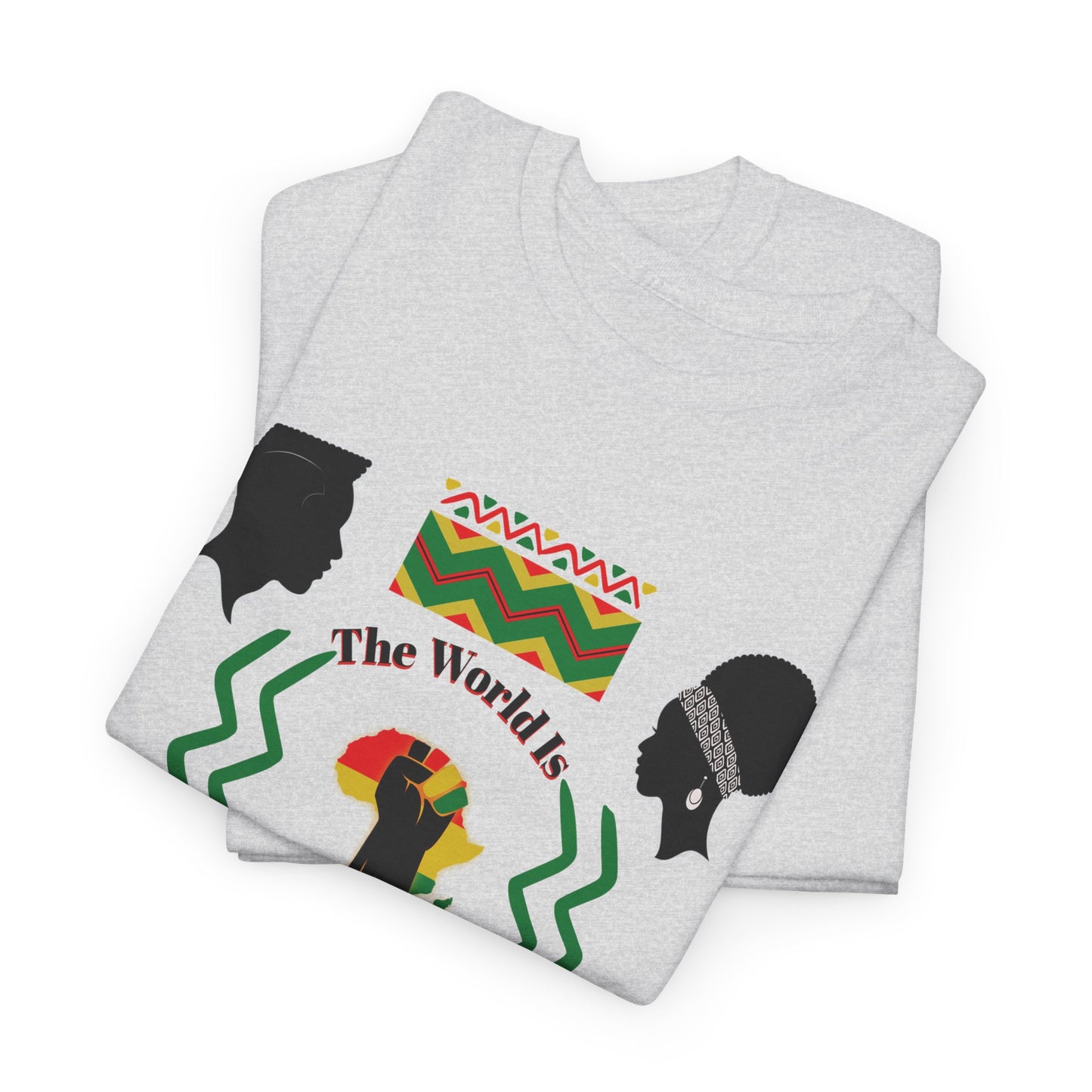 Unisex Heavy Cotton Tee - 'The World Is Black History' - Celebrate Culture & Heritage