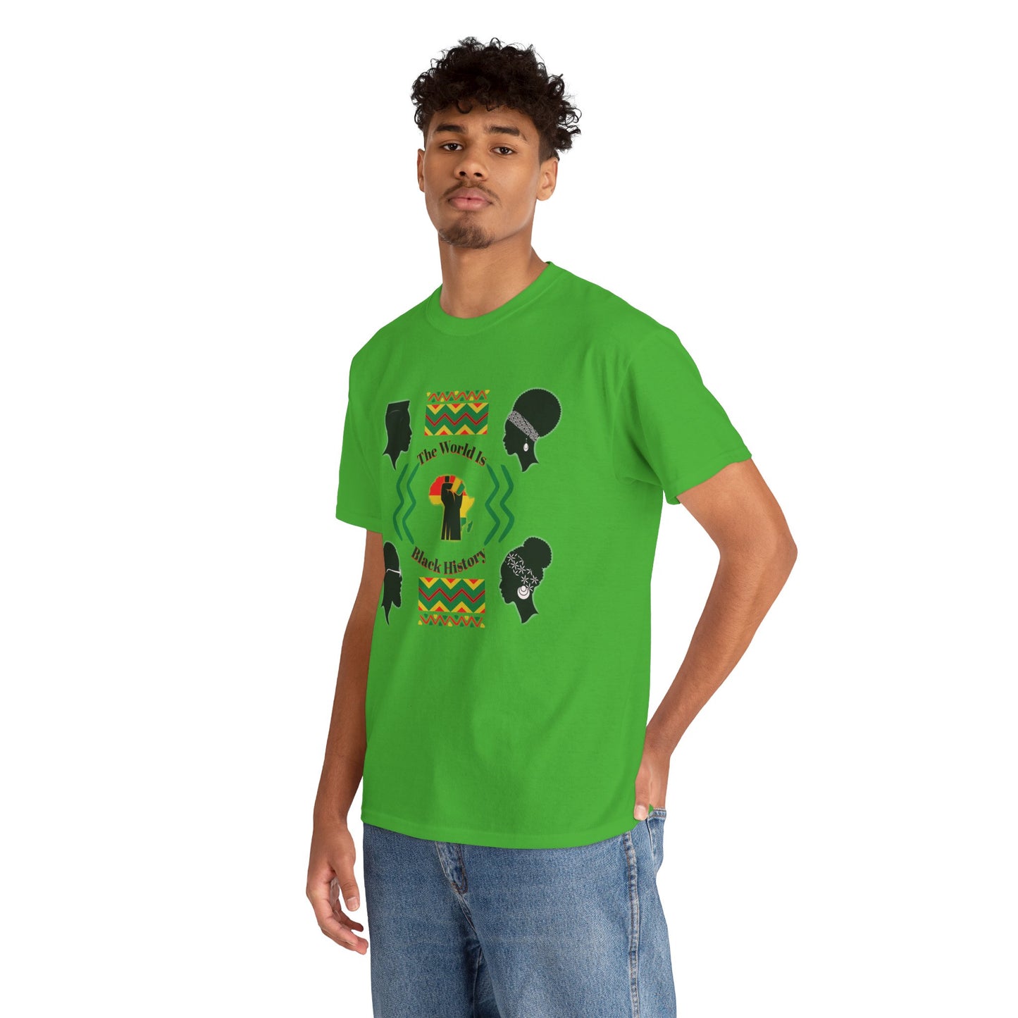 Unisex Heavy Cotton Tee - 'The World Is Black History' - Celebrate Culture & Heritage
