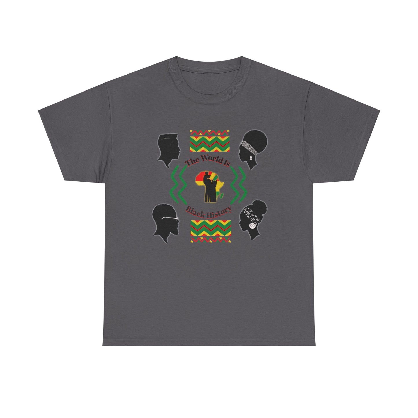 Unisex Heavy Cotton Tee - 'The World Is Black History' - Celebrate Culture & Heritage