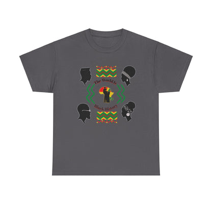 Unisex Heavy Cotton Tee - 'The World Is Black History' - Celebrate Culture & Heritage