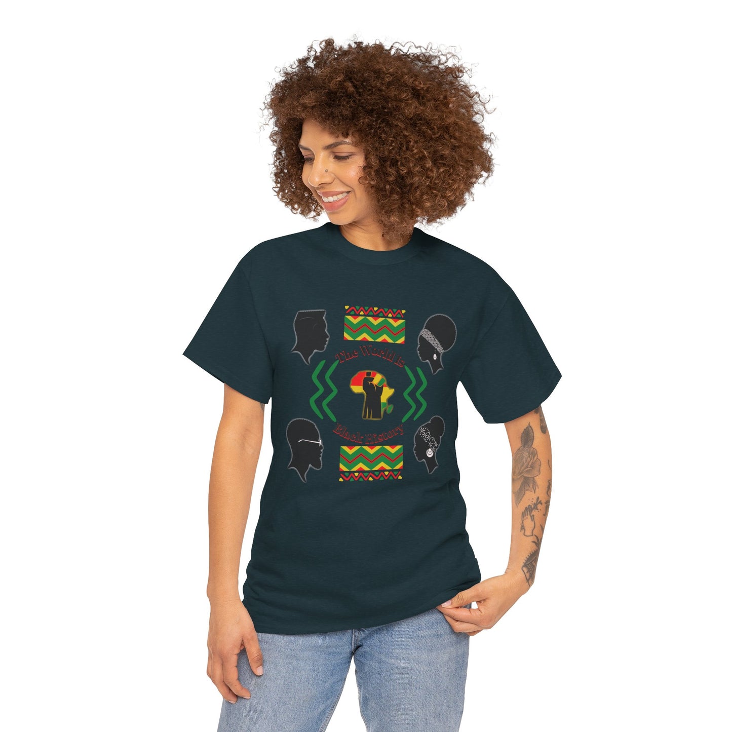 Unisex Heavy Cotton Tee - 'The World Is Black History' - Celebrate Culture & Heritage