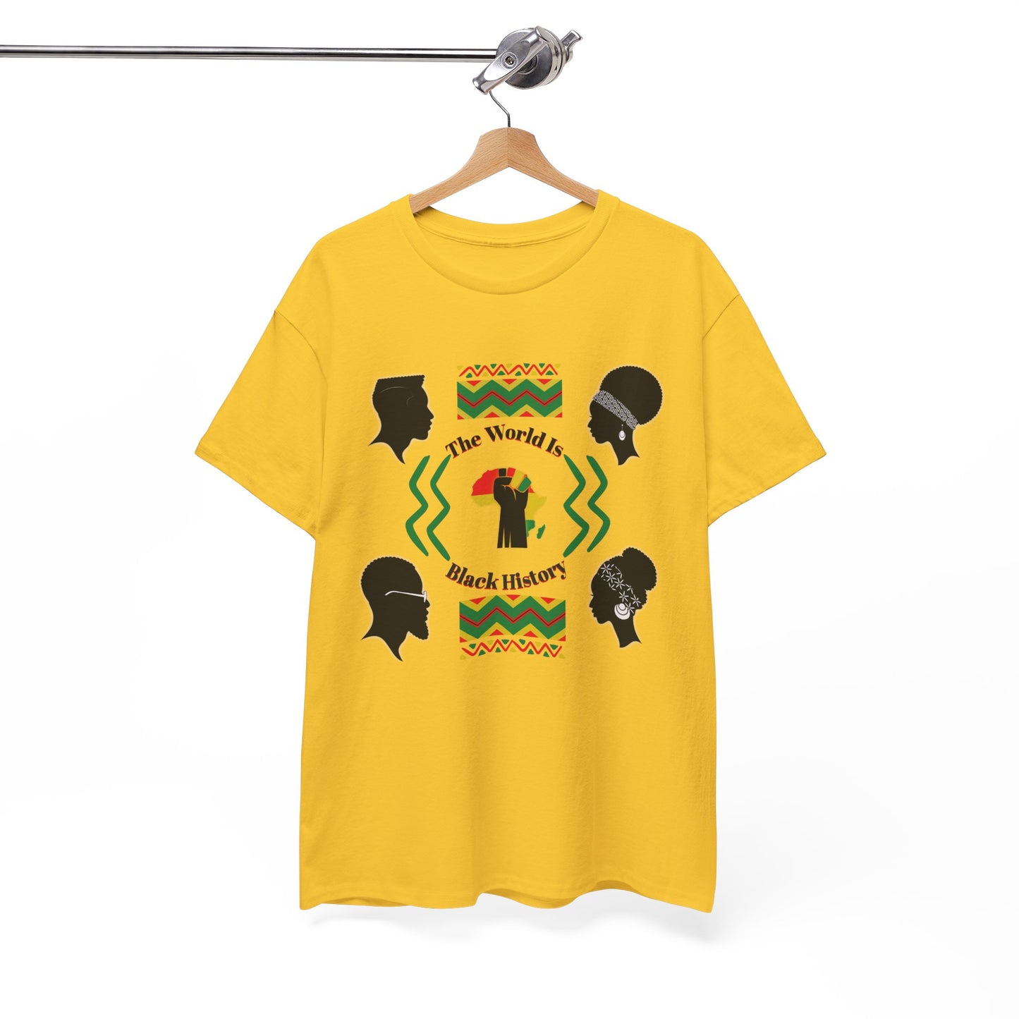 Unisex Heavy Cotton Tee - 'The World Is Black History' - Celebrate Culture & Heritage