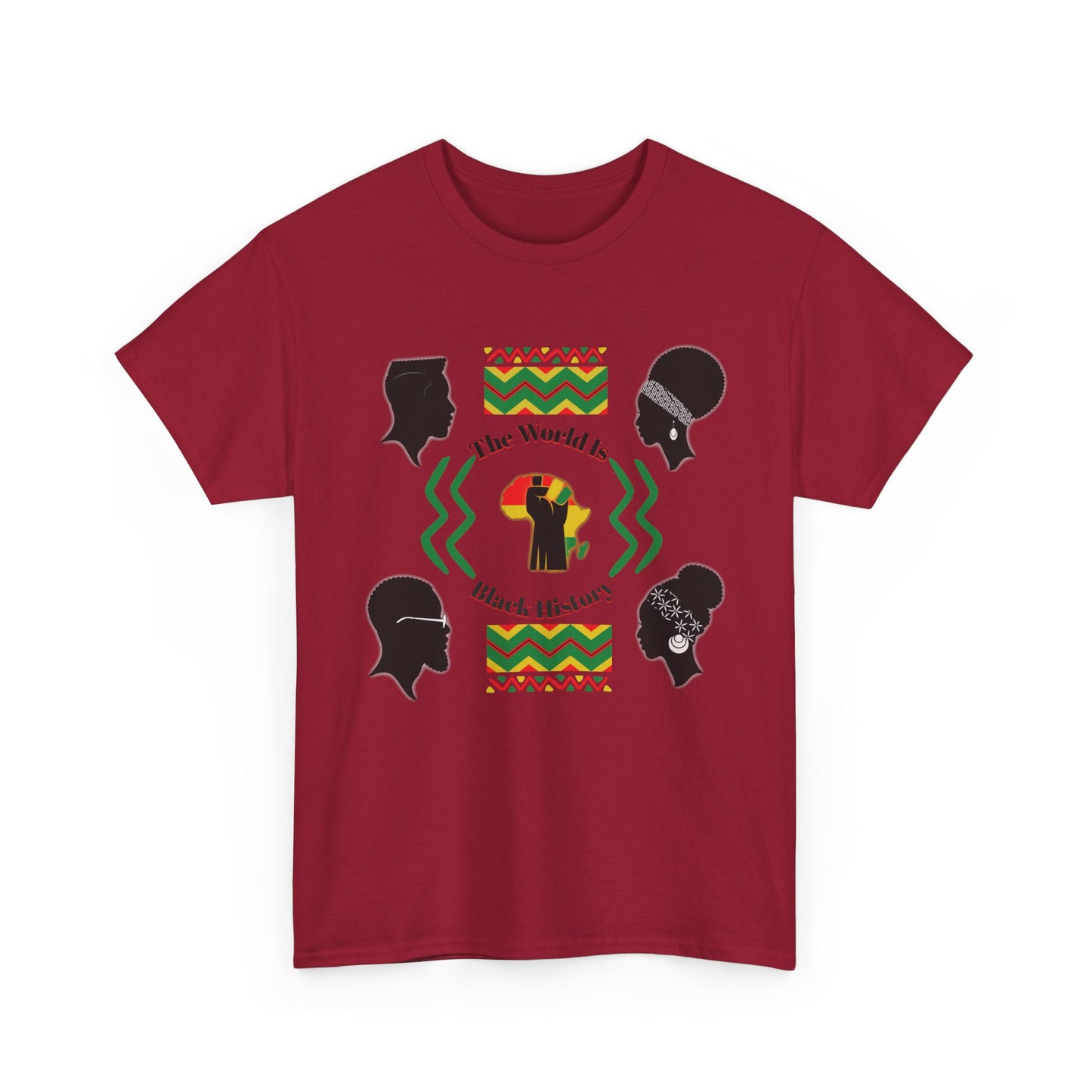 Unisex Heavy Cotton Tee - 'The World Is Black History' - Celebrate Culture & Heritage