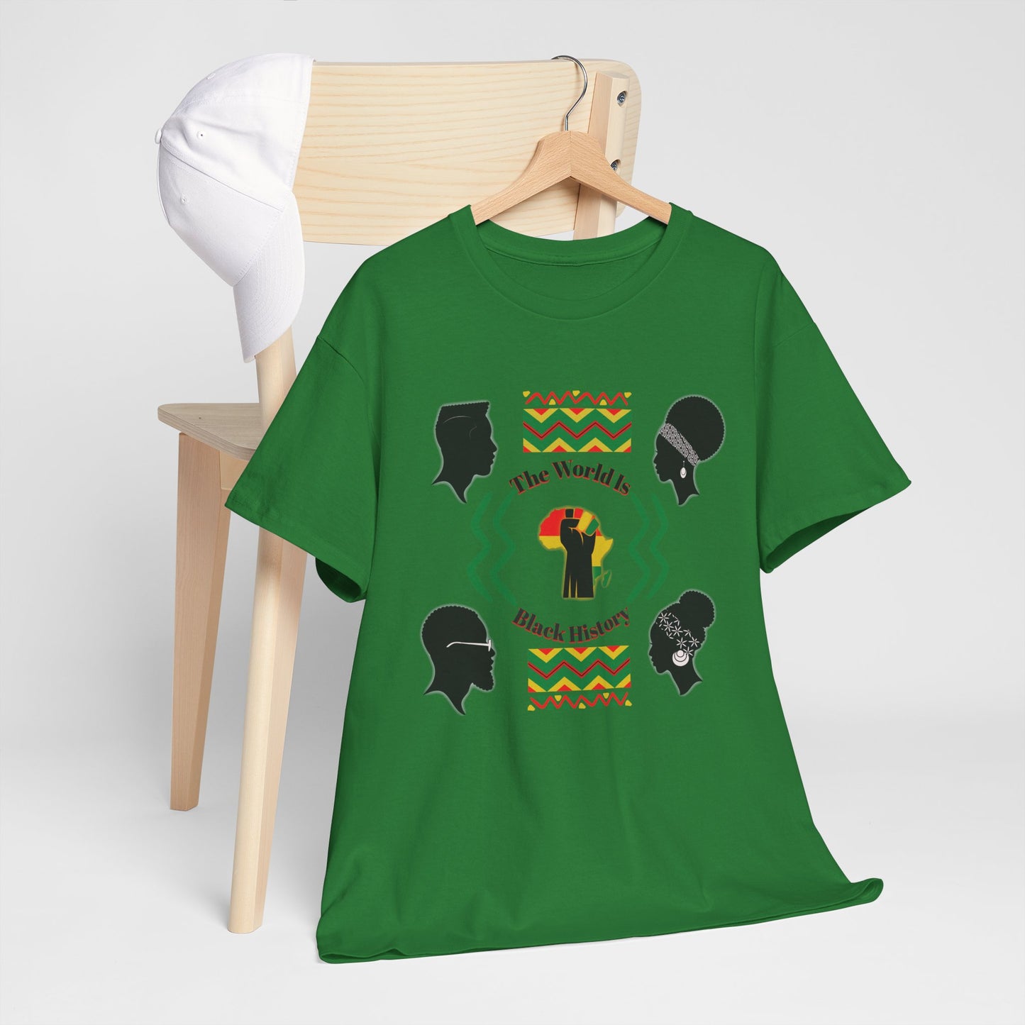 Unisex Heavy Cotton Tee - 'The World Is Black History' - Celebrate Culture & Heritage