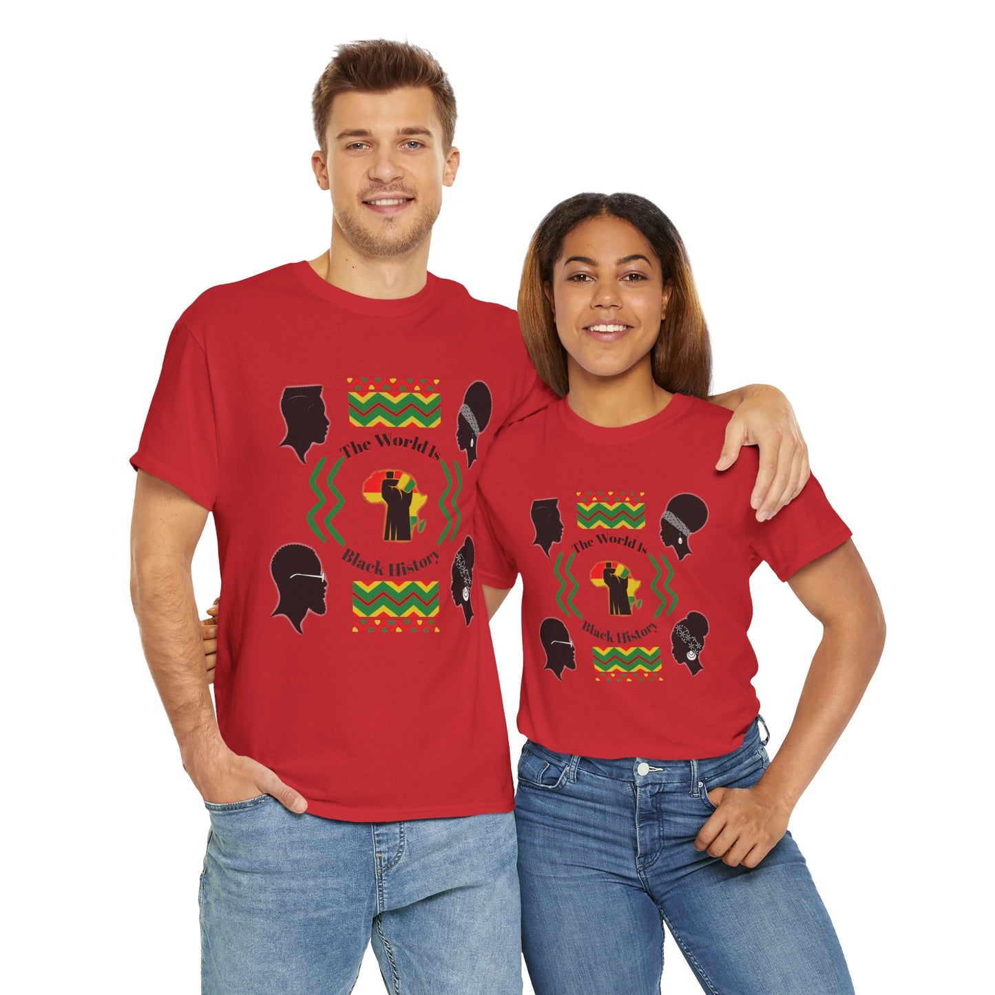 Unisex Heavy Cotton Tee - 'The World Is Black History' - Celebrate Culture & Heritage