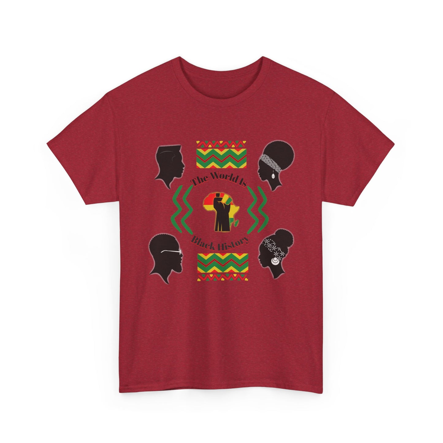 Unisex Heavy Cotton Tee - 'The World Is Black History' - Celebrate Culture & Heritage