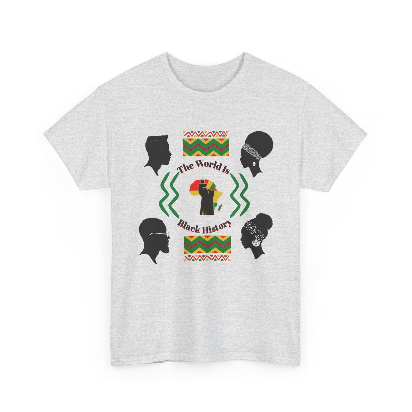 Unisex Heavy Cotton Tee - 'The World Is Black History' - Celebrate Culture & Heritage