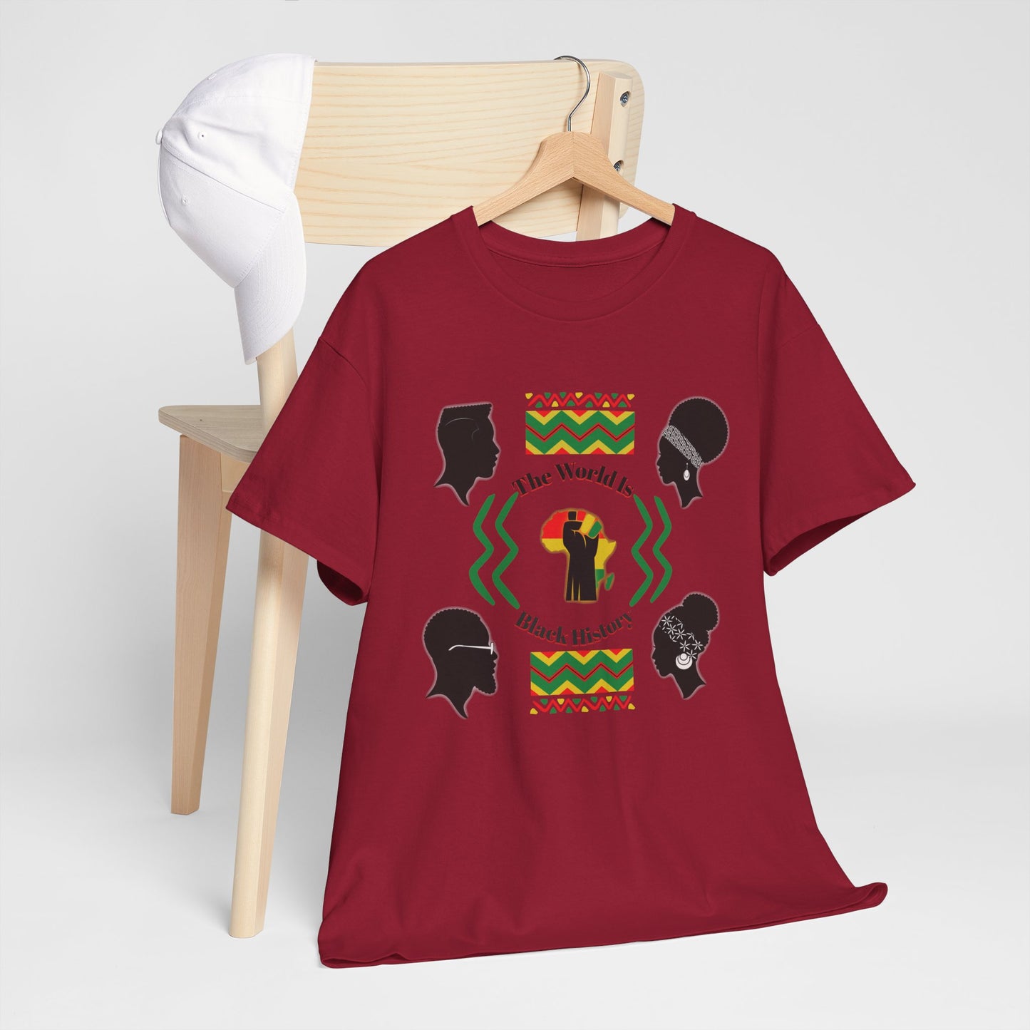 Unisex Heavy Cotton Tee - 'The World Is Black History' - Celebrate Culture & Heritage