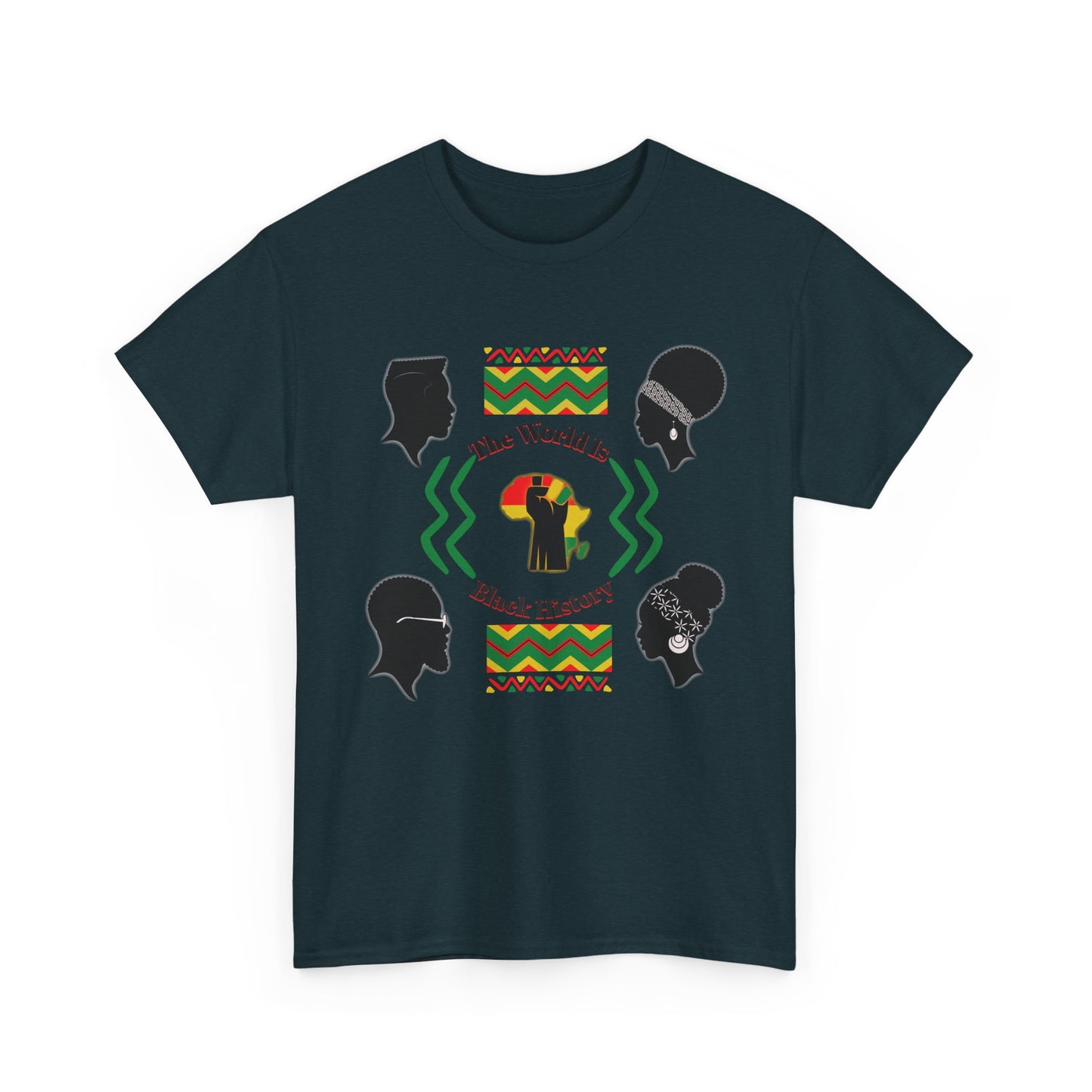 Unisex Heavy Cotton Tee - 'The World Is Black History' - Celebrate Culture & Heritage