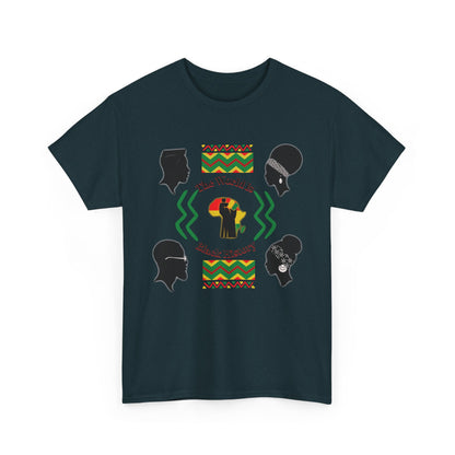 Unisex Heavy Cotton Tee - 'The World Is Black History' - Celebrate Culture & Heritage