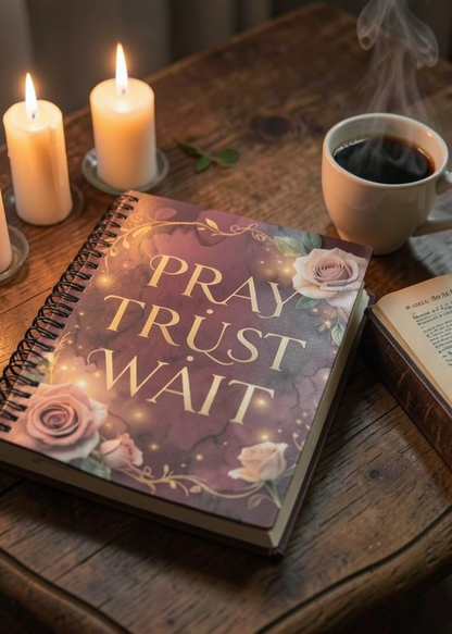 Pray Trust Wait Spiral Notebook – Floral Christian Journal