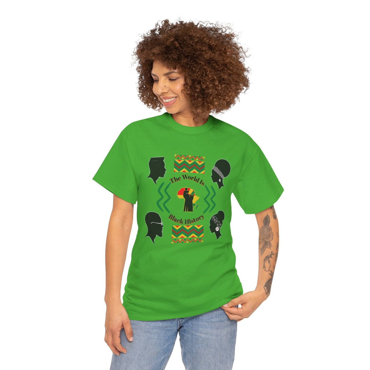 Unisex Heavy Cotton Tee - 'The World Is Black History' - Celebrate Culture & Heritage