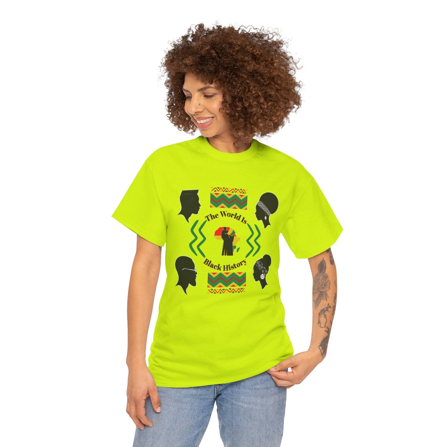 Unisex Heavy Cotton Tee - 'The World Is Black History' - Celebrate Culture & Heritage