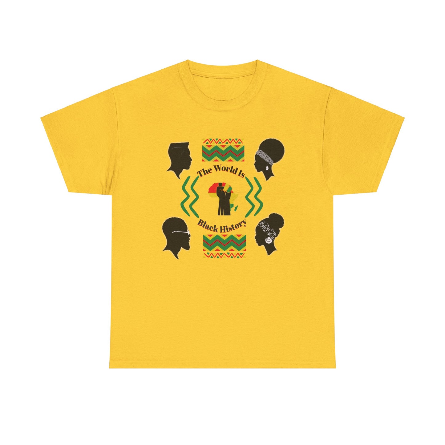 Unisex Heavy Cotton Tee - 'The World Is Black History' - Celebrate Culture & Heritage