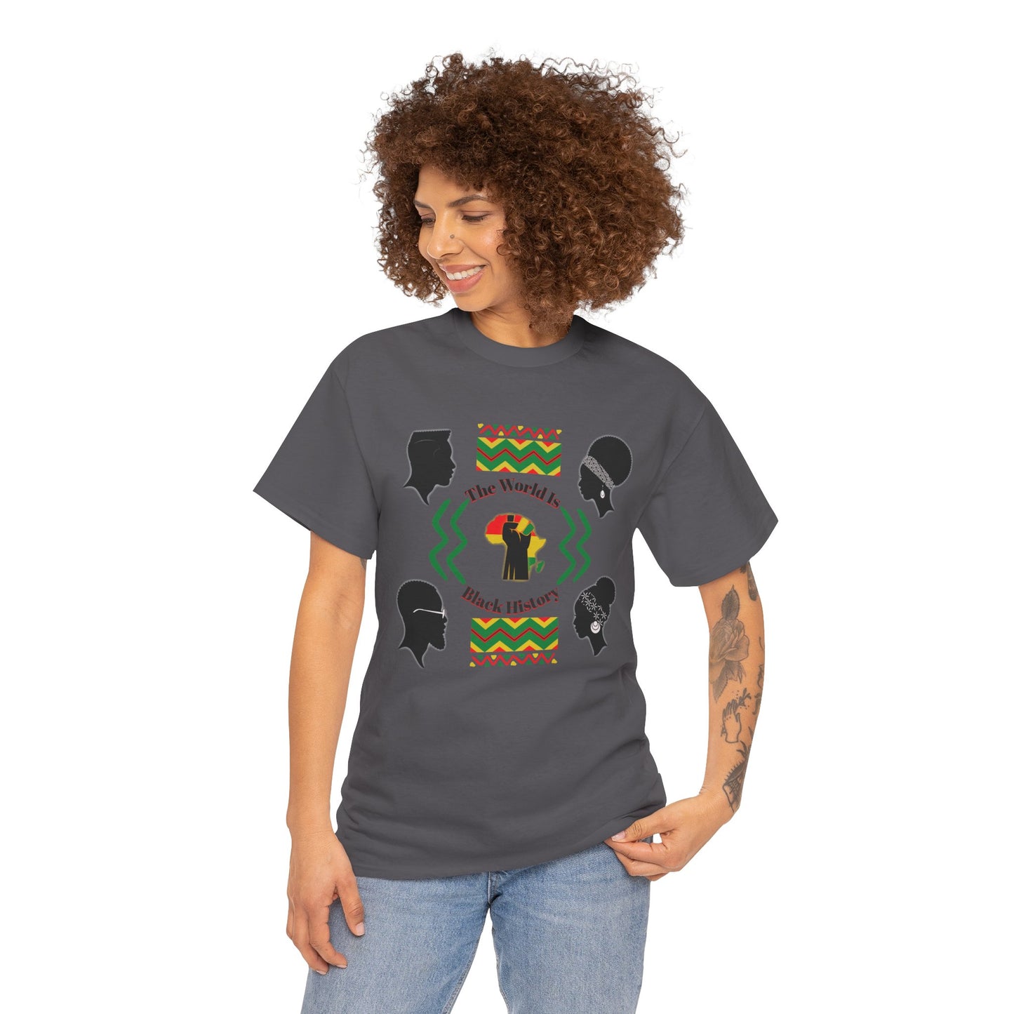 Unisex Heavy Cotton Tee - 'The World Is Black History' - Celebrate Culture & Heritage