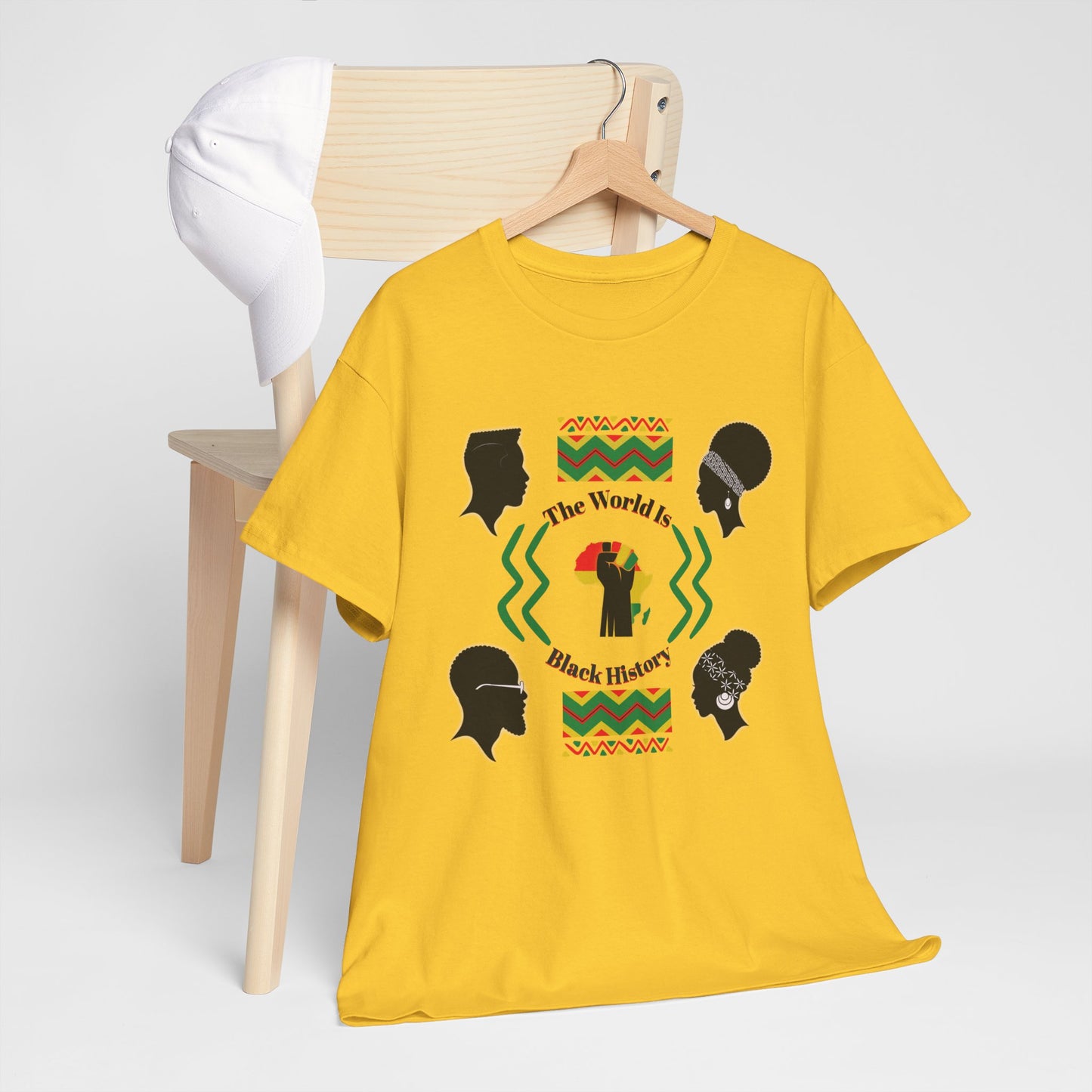 Unisex Heavy Cotton Tee - 'The World Is Black History' - Celebrate Culture & Heritage