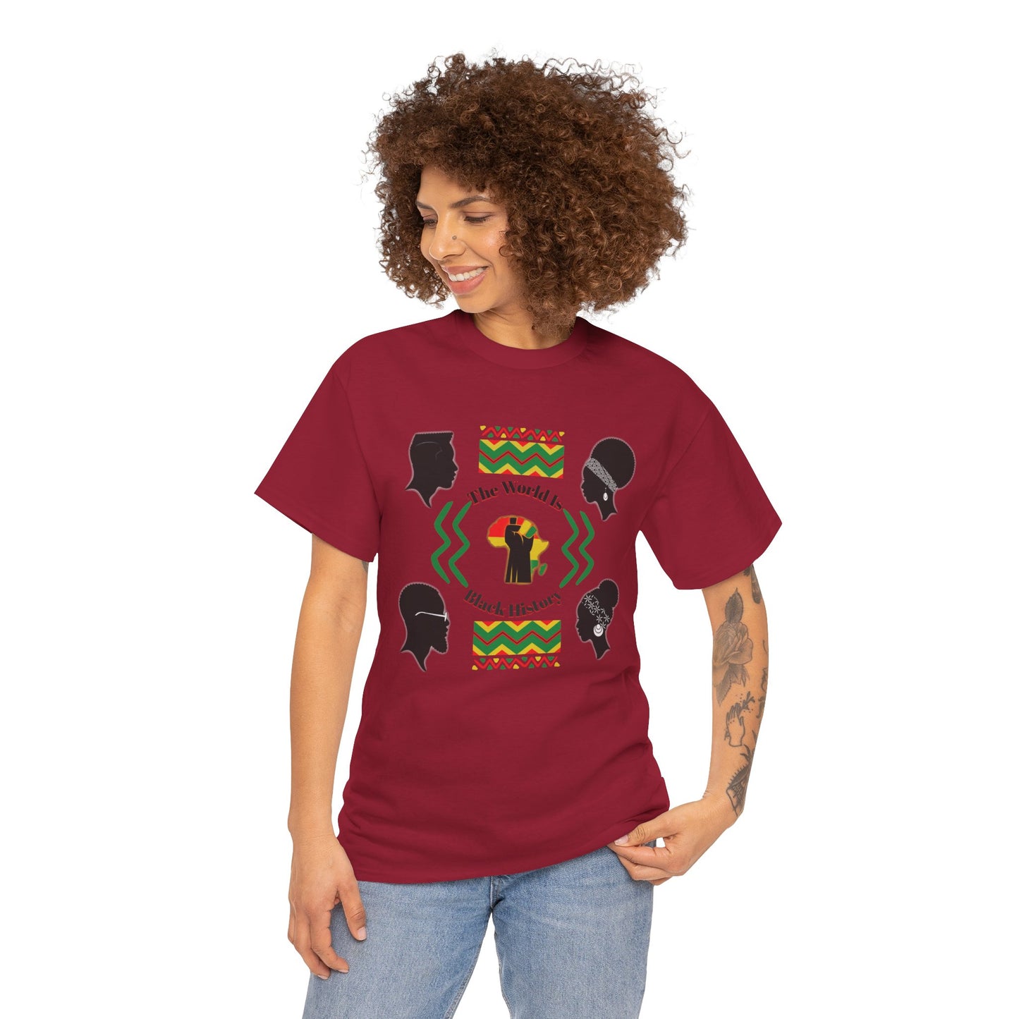Unisex Heavy Cotton Tee - 'The World Is Black History' - Celebrate Culture & Heritage
