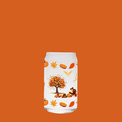Happy Thanksgiving Glass Can 16oz