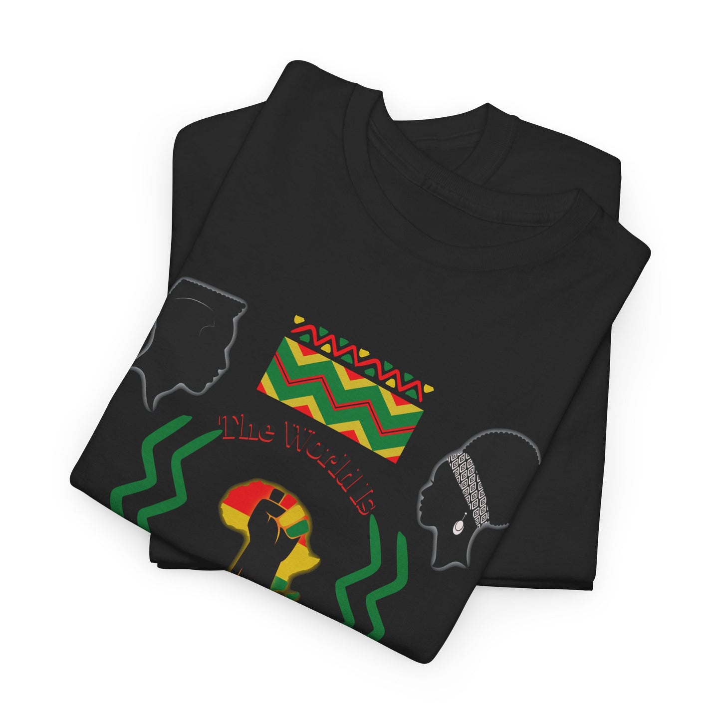 Unisex Heavy Cotton Tee - 'The World Is Black History' - Celebrate Culture & Heritage