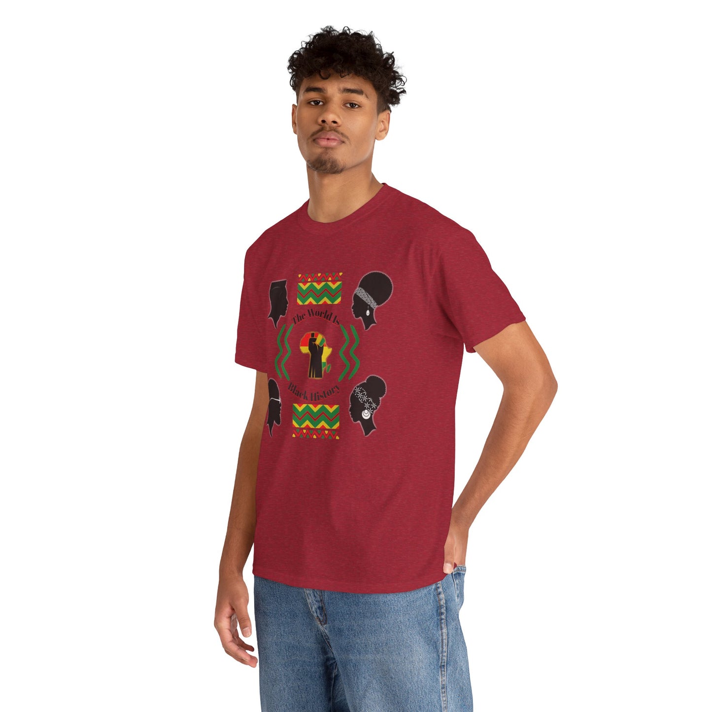 Unisex Heavy Cotton Tee - 'The World Is Black History' - Celebrate Culture & Heritage
