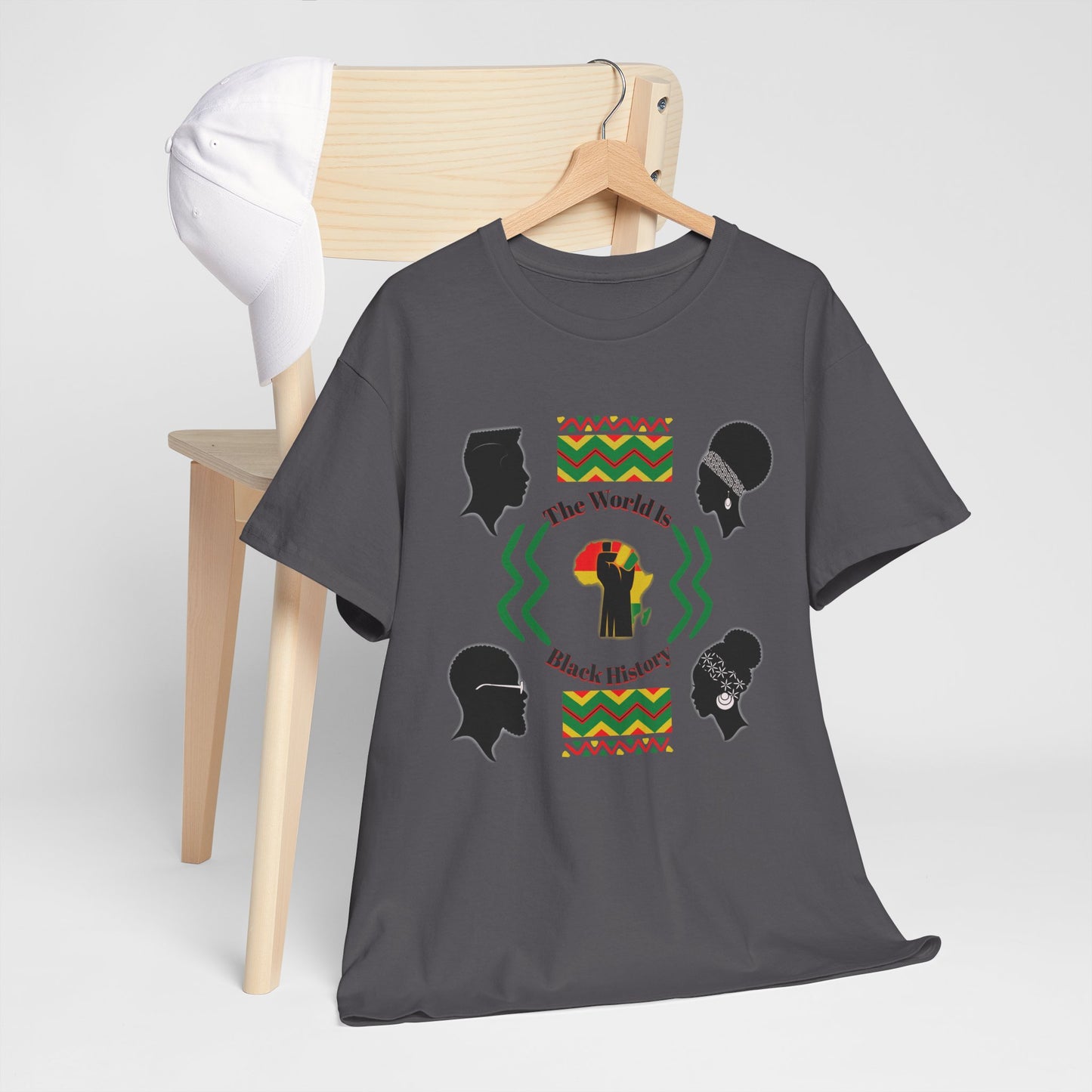 Unisex Heavy Cotton Tee - 'The World Is Black History' - Celebrate Culture & Heritage