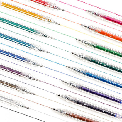 Grabie Glitter Gel Ink Pens, Vibrant Glitter Gel Pens Set, Spark Your Creativity with Every Color of the Rainbow (18 Colors Capped Glitter Gel Pens)