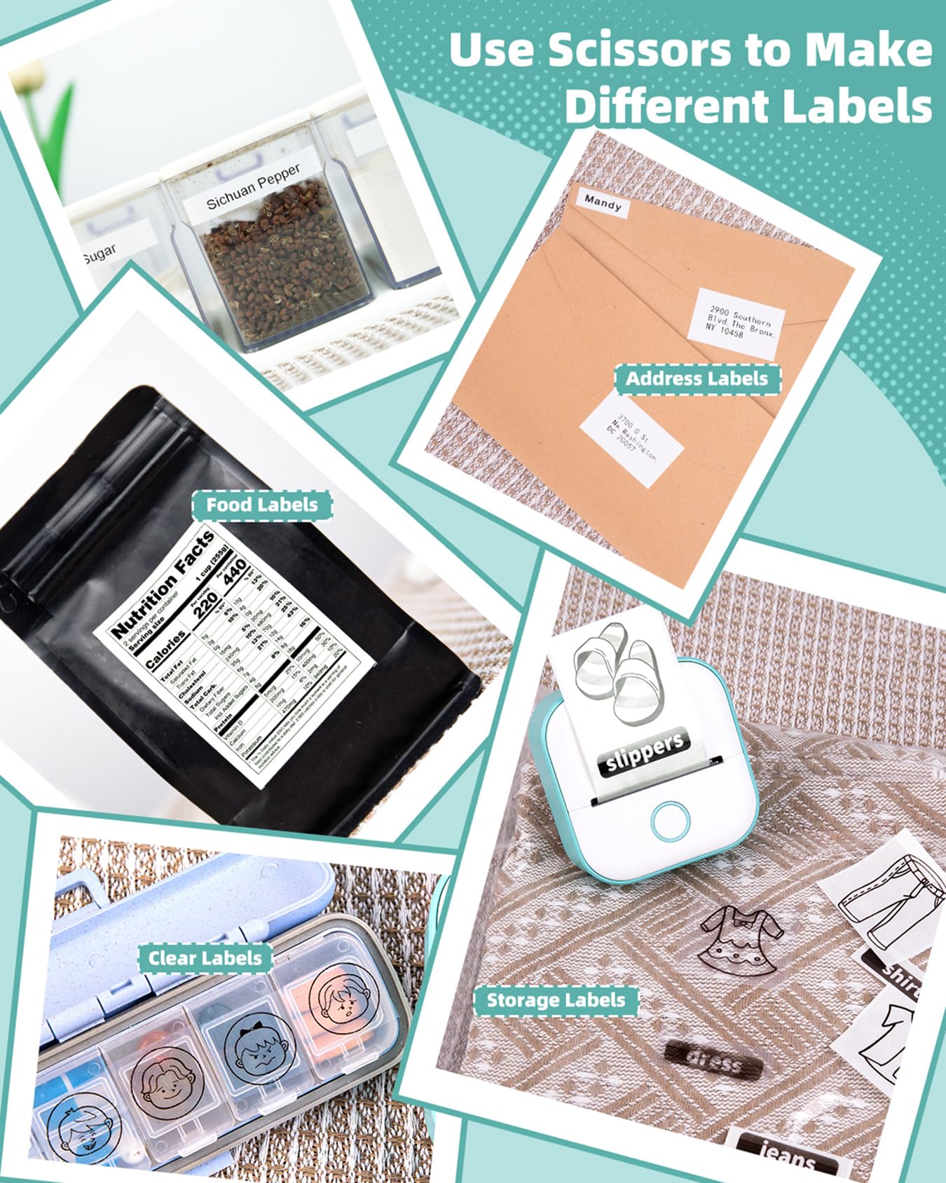 Memoking Sticker Printer - T02 Mini Portable Thermal Printer Inkless Sticker Maker Machine Bluetooth Pocket Label Maker for Study Graphics, Anatomical Diagrams, Photos, Students