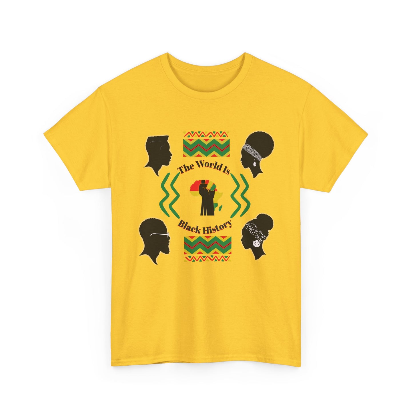 Unisex Heavy Cotton Tee - 'The World Is Black History' - Celebrate Culture & Heritage