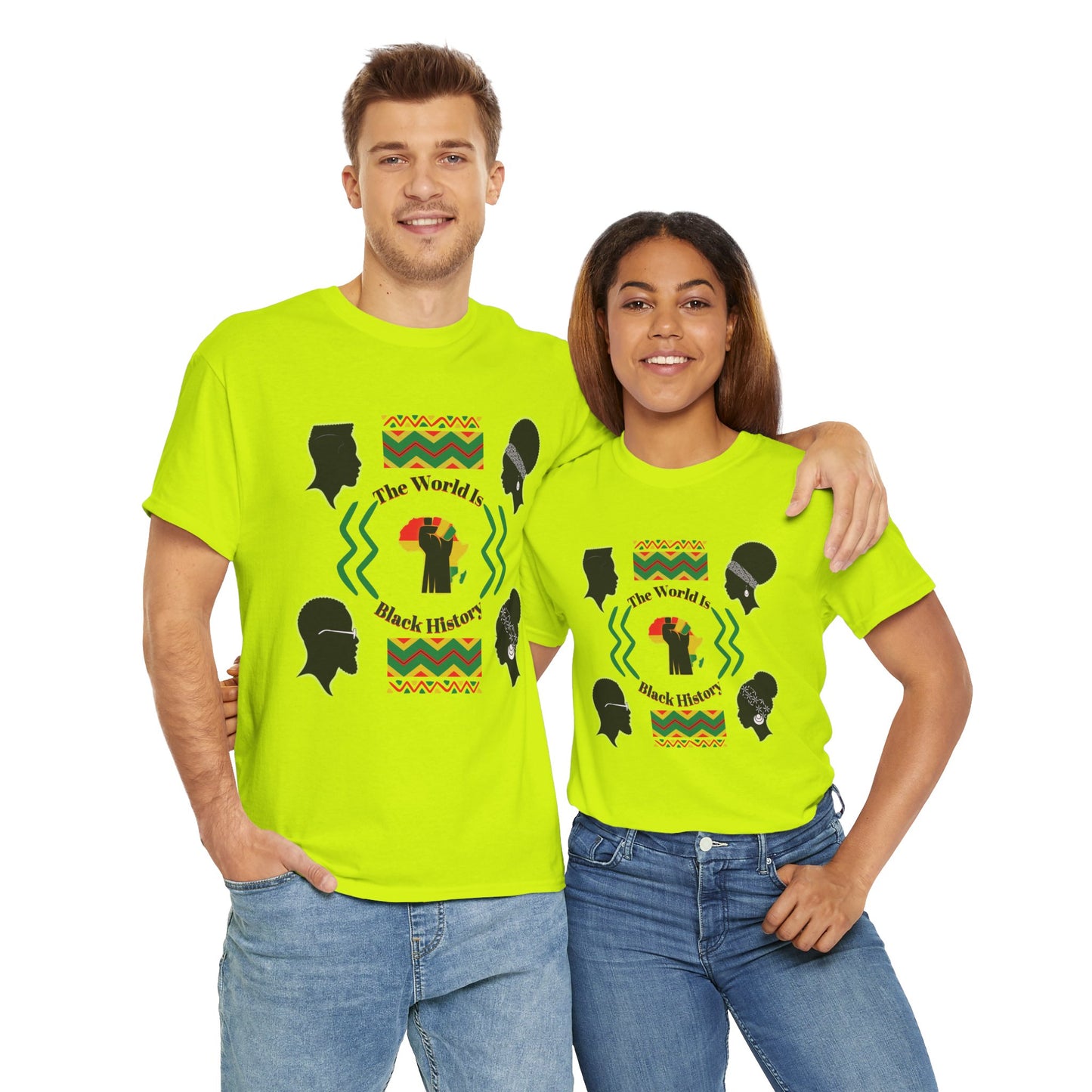 Unisex Heavy Cotton Tee - 'The World Is Black History' - Celebrate Culture & Heritage