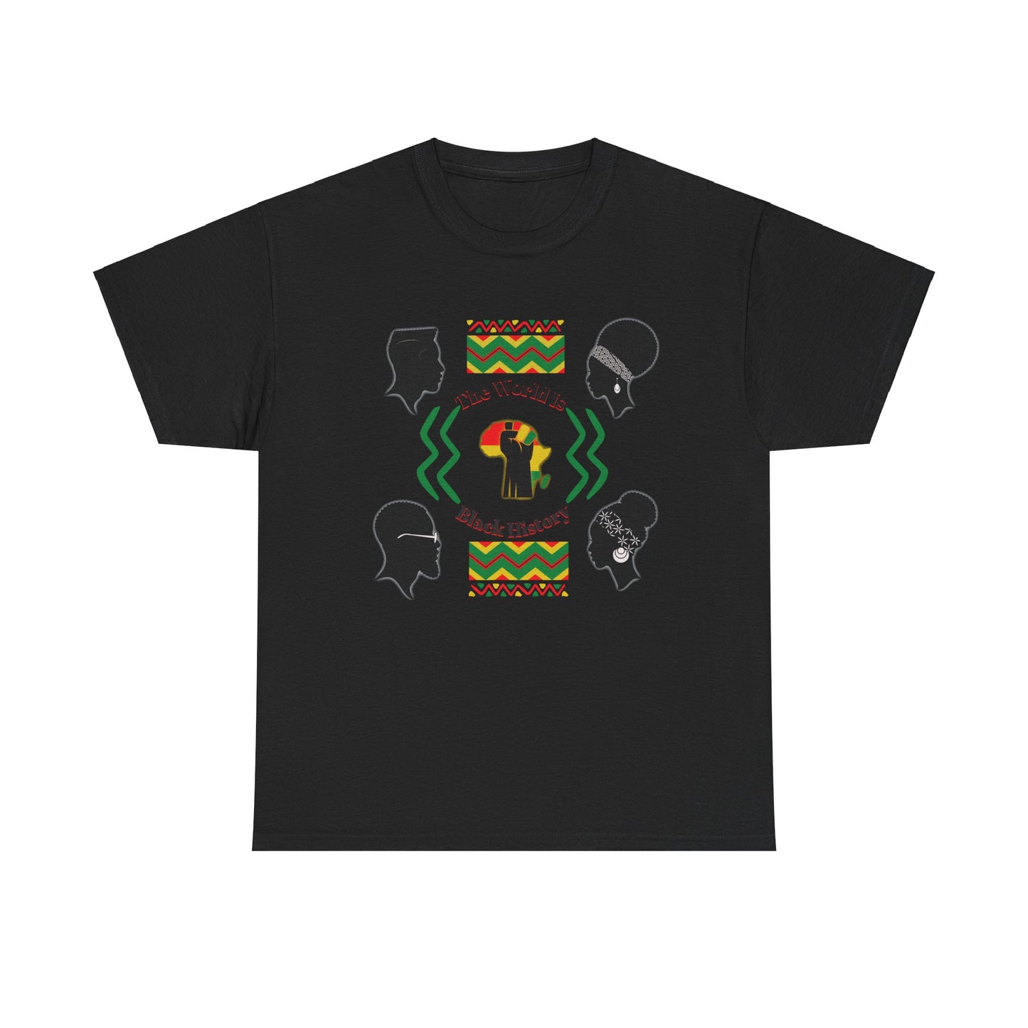 Unisex Heavy Cotton Tee - 'The World Is Black History' - Celebrate Culture & Heritage