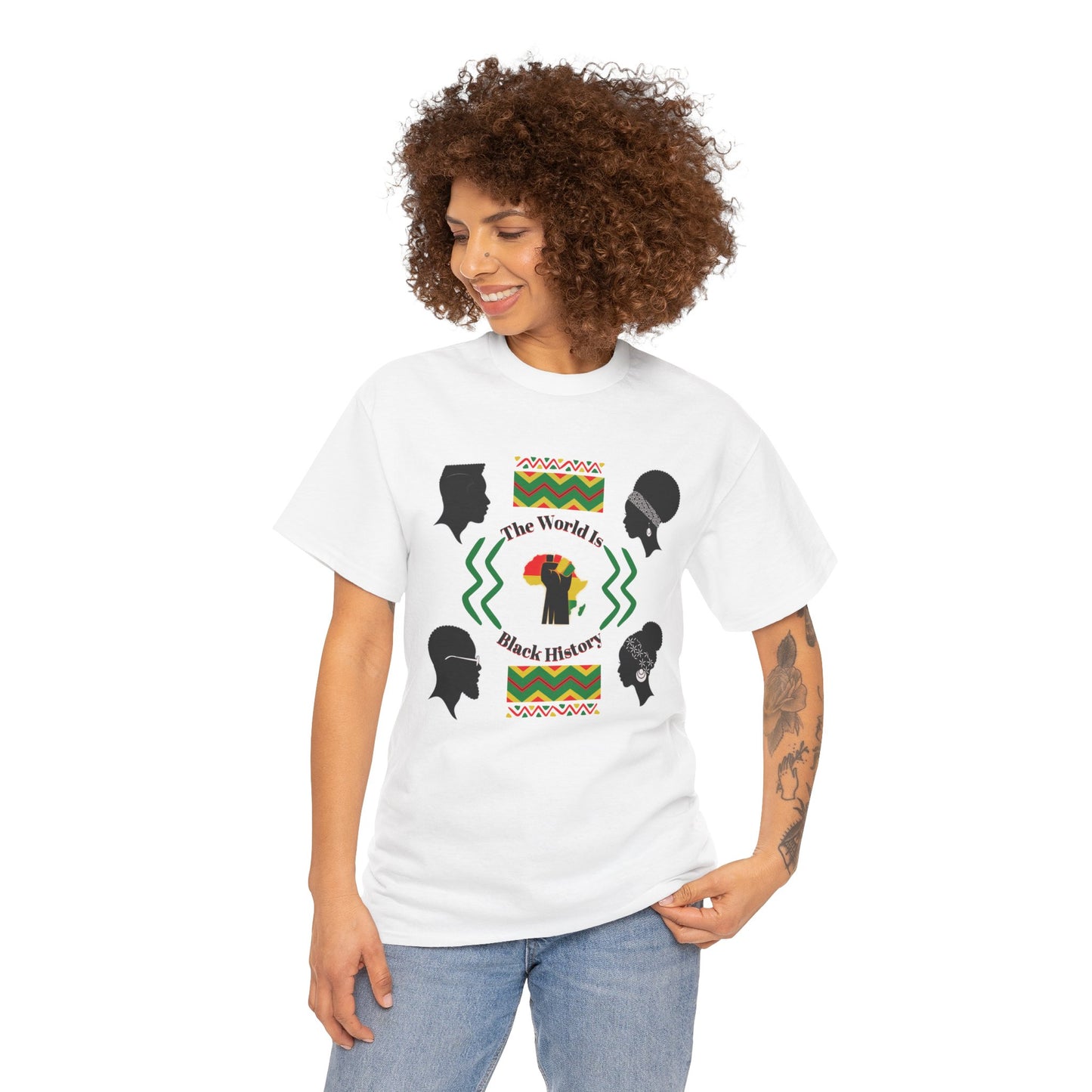 Unisex Heavy Cotton Tee - 'The World Is Black History' - Celebrate Culture & Heritage